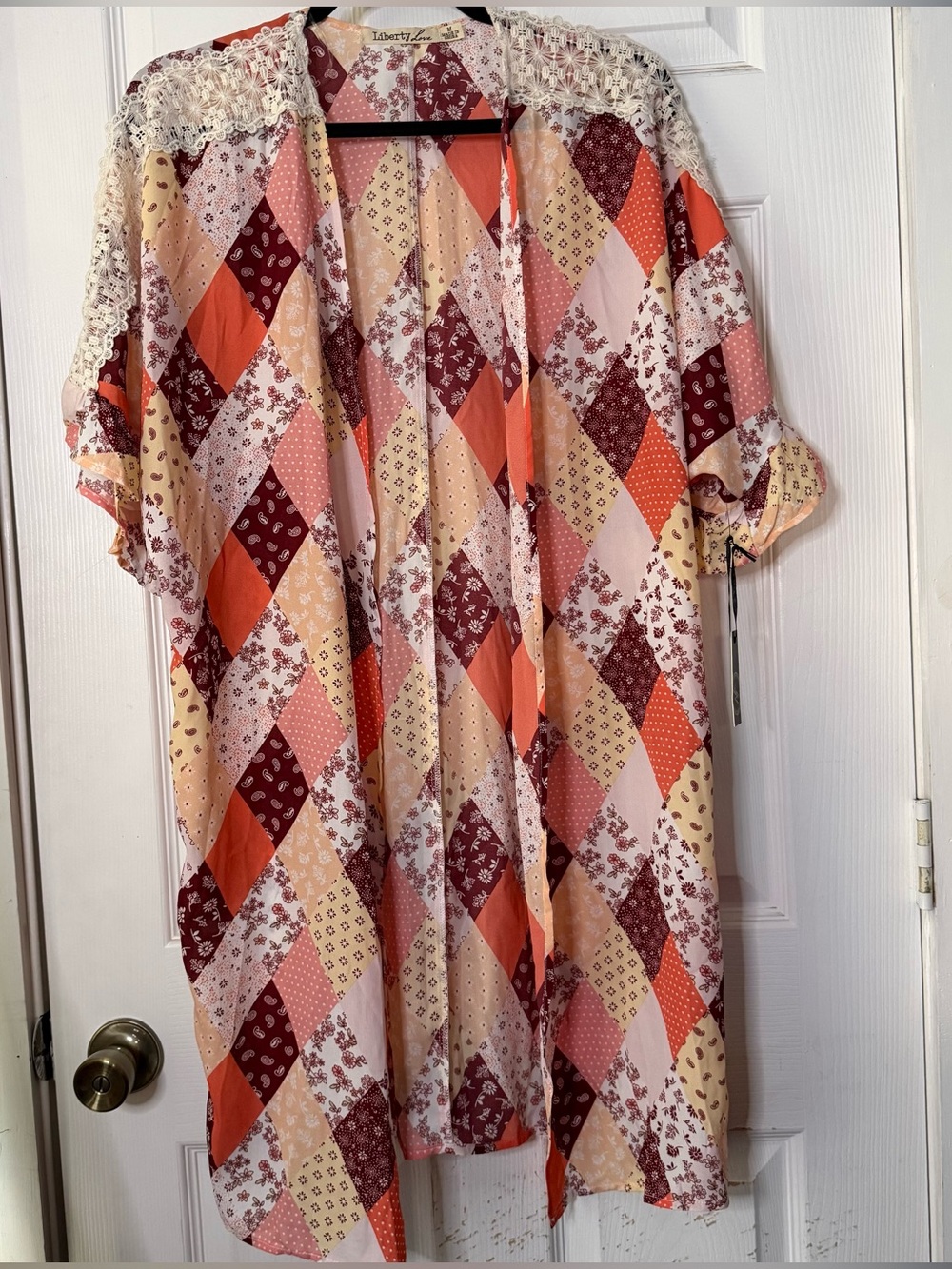 Liberty Love Floral Patchwork Open-Front boho hippie Fairycore Med oversized